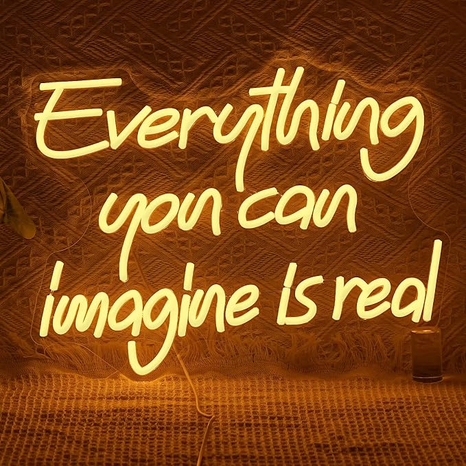 Everything You Can Imagine Is Real Neon Sign USB Powered Motivational Words Neon Light Inspirational LED Light Sign for Wall Decor Classroom Home Shop Office