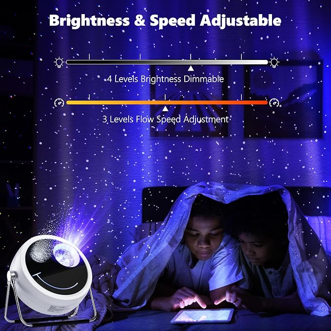 Brizled Star Projector Galaxy Light, USB C White Starry Projector Works with PD Power Supply, Bluetooth Speaker and White Noise Aurora Light, LED Galaxy Lighting for Bedroom Home Party | White Star Planetarium Bedroom Projector with Bluetooth Speaker &...