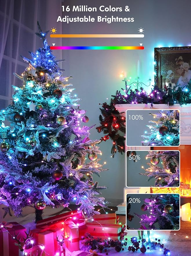 Brizled Smart Fairy Lights, 66FT 200 LED St. Patrick's Day Green String Lights WiFi Smart App & Voice Controlled, RGB Color Changing Mini Christmas Light Dimmable for Halloween Xmas Easter July 4th