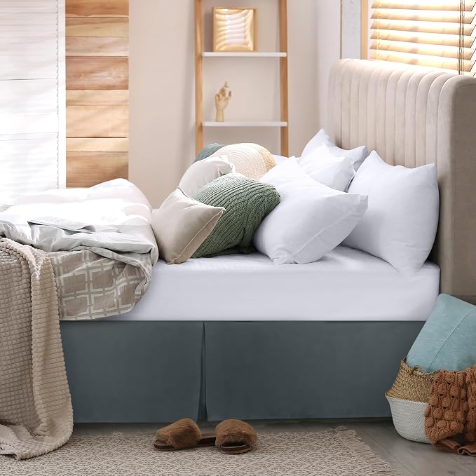 Utopia Bedding Queen Bed Skirt - 20 Pack - Soft Quadruple Pleated Ruffle - Easy Fit with 16 Inch Tailored Drop - Hotel & B&B Quality, Shrinkage and Fade Resistant (Queen, Grey)