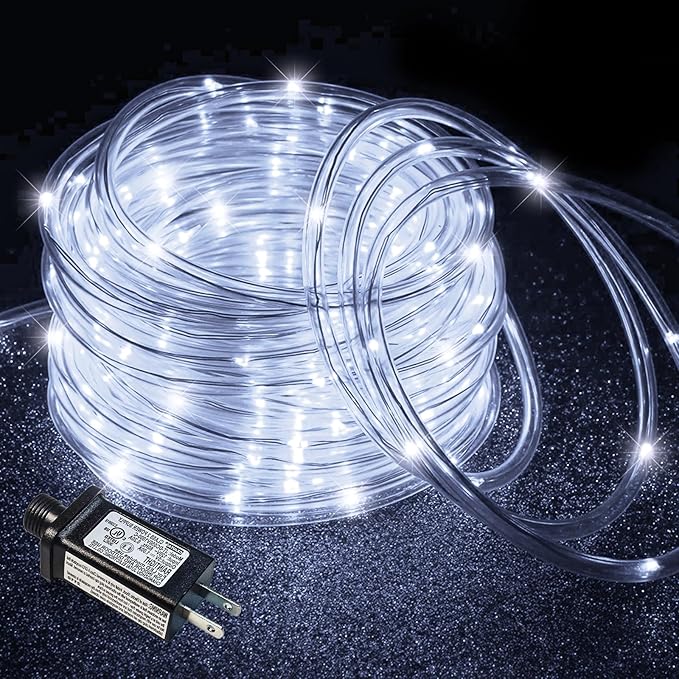 66FT 200 LED Rope Lights Outdoor Waterproof, Connectable Rope Lights for Outside with 8 Modes, Plug in String Lights for Indoor Bedroom Garden Backyard Patio Deck Pool Tree Decorations, Cool White