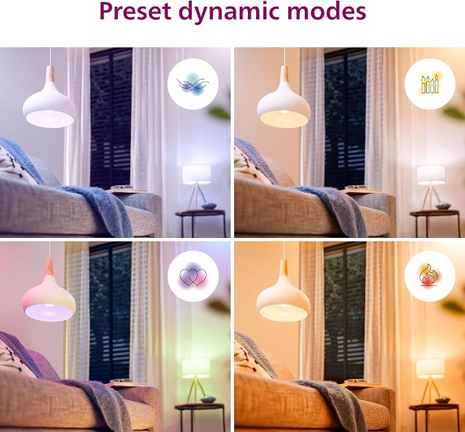 PHILIPS Smart 150W A23 LED Light Bulbs 4-Pack - Connects to Your Wi-Fi - E26- Control with Voice or App + Activate with Motion - Matter Compatible