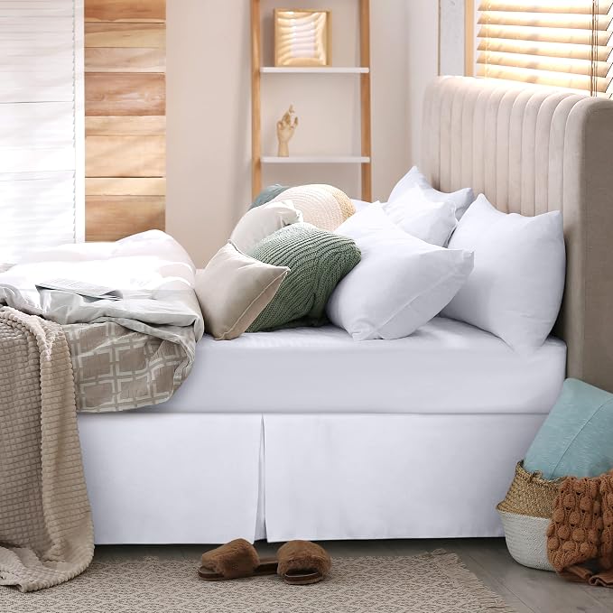 Utopia Bedding King Bed Skirt - Soft Quadruple Pleated Ruffle - Easy Fit with 16 Inch Tailored Drop - Hotel Quality, Shrinkage and Fade Resistant, White | Easy Fit Design, Shrinkage & Fade Resistant, Hotel Style, Microfiber Durable Fabric, Machine Wash...