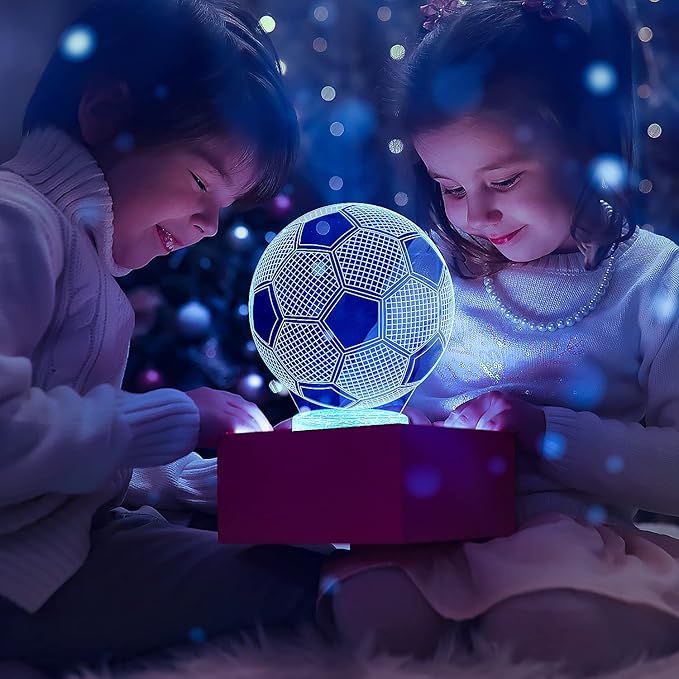 Soccer Night Light, Soccer Gifts for Boys Girls or Decor, Beauty 3D Illusion Lamp with 16 Colors Change Remote Control, Decorative Desk Lamp Christmas Creative Birthday Gift Ideal for Sport Fans