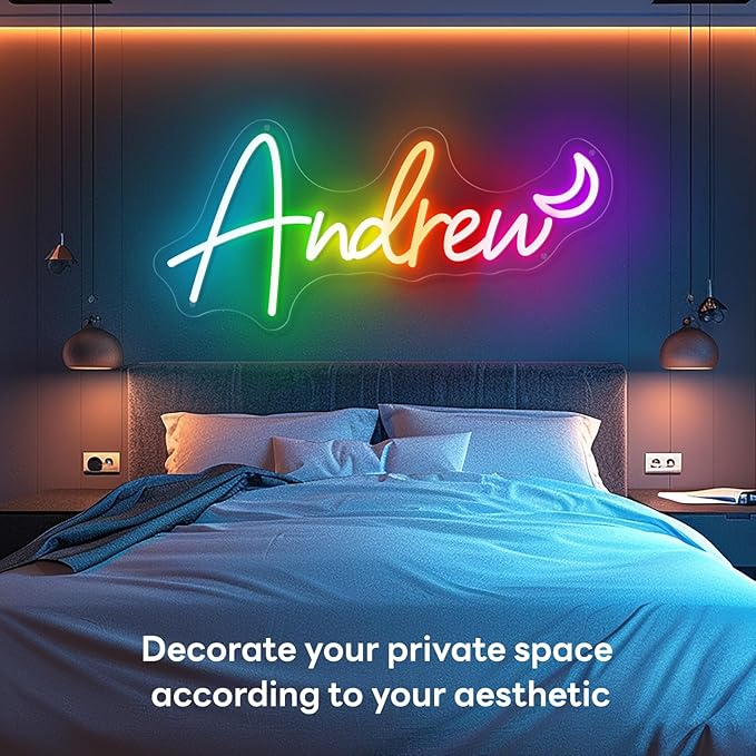 Custom Neon Sign RGB Rainbow Color Neon Light,LED Neon Sign Customizable | Personalized Colorful Neon Sign for Wall Decor,Wedding Birthday Party Gift, Bedroom Bar Game Room Decor