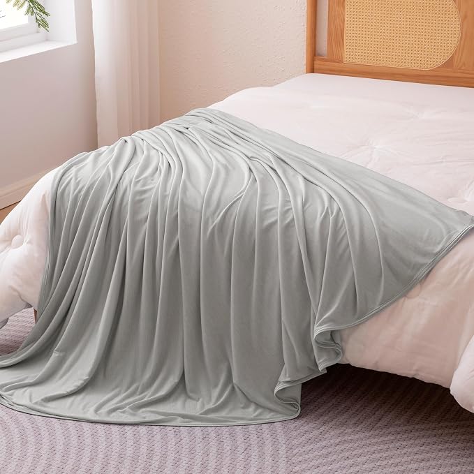 Amazon Basics Cooling Blanket for Hot Sleepers, Reversible Lightweight Thin Throw Blanket for Bed, Couch and Sofa, Throw (50" x 70"), Gray