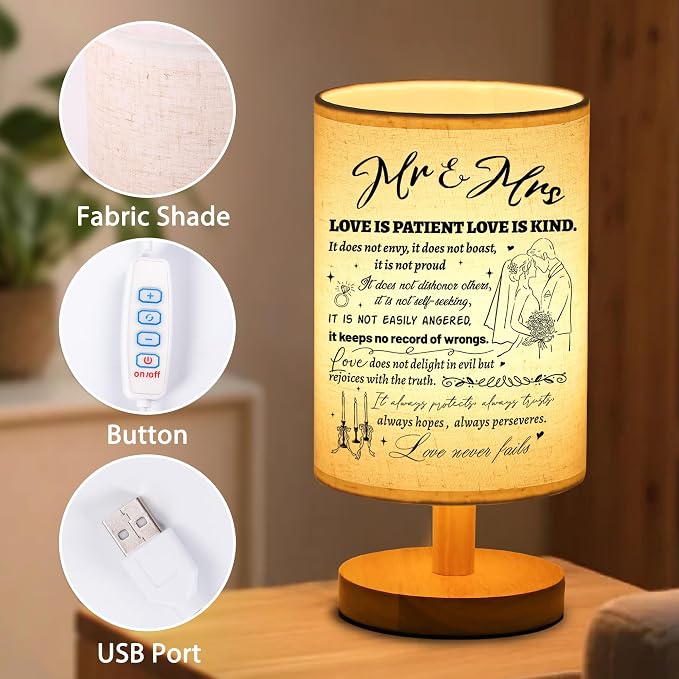 WSYEAR Wedding Gifts for Couples 2025 Table Lamp, Bridal Shower Gifts for Bride to Be, Anniversary Mr and Mrs Gifts, Wedding Gifts for Newlyweds Just Married Gifts Wedding Night Light