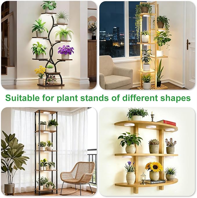 3.54" Ceiling Grow Light for Indoor Plants, Warm&White Full Spectrum Plant Light, Growing Lamp with 6/12/16H Auto Timing, 10 Dimmable Brightness Levels for Small Plants, 3Head