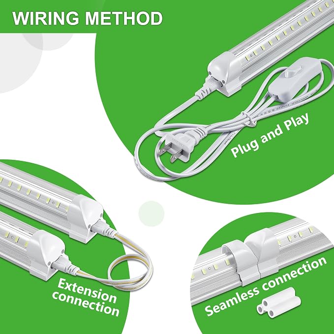 Skymoatled 4FT LED Shop Light, 50W 7500LM 6000K/White Super Bright, T8 Integrated Tube Light Fixture, Plug and Play, Linkable for Room, Garage, Workbench, Under Cabinet (2 Pack)