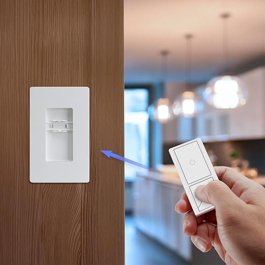 Feit Electric Dimmer Switch Remote, Wireless Smart Lighting Control, Push-Button Dimming, Beacon Control for Up to 4 Wired Dimmers, Battery-Powered (CR2032 Button Cell, 4-Year Life), DIM/Companion
