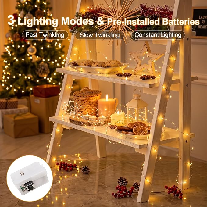 20PACK Fairy Lights Battery Operated with Timer,Mini Fairy Lights | 7FT, 20LED Warm White, Flexible, Copper Wire,Batteries Included, 3 Modes, Twinkle Tiny Lights for Bulk Event, DIY Crafts