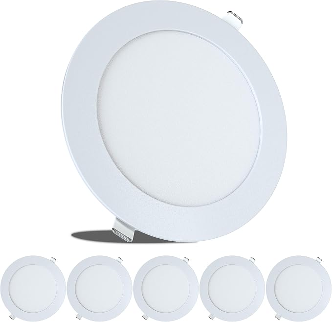 LeisureLED 5 Pack RV Boat Recessed Ceiling Light 720 Lumen Super Slim LED Panel Light DC 12V 5.75" 9W Full Aluminum Downlights (Cool White)