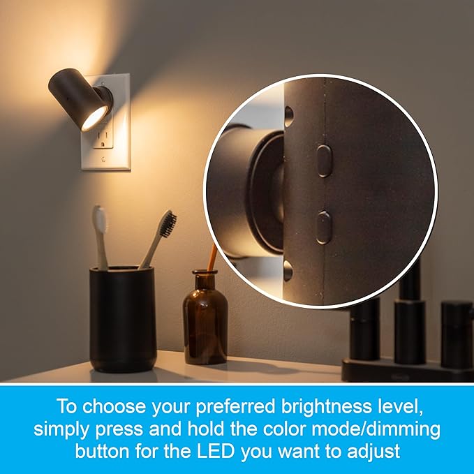 GE Directional LED Swivel Sconce Night Light, Plug-in, Color-Changing & Dimmable, Warm White, Dusk-to-Dawn Sensor, Adjustable for Hallway, Bedroom, Stairway – 1 Pack (82573)