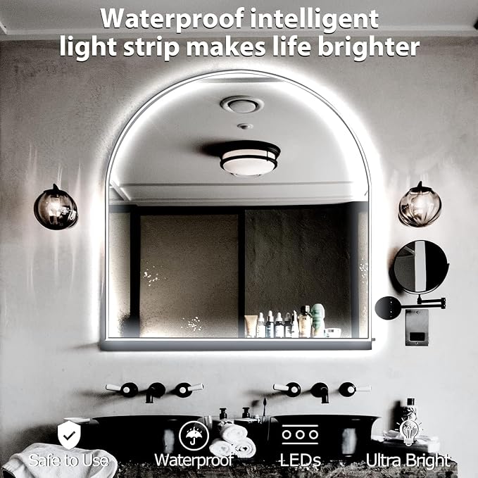White 6000k Mirror Light,10ft 360 LED Hollywood Style Vanity Make Up Light,Ultra Bright White LED Neon Light,for Makeup Vanity Table & Bathroom Mirror,Mirror Not Included