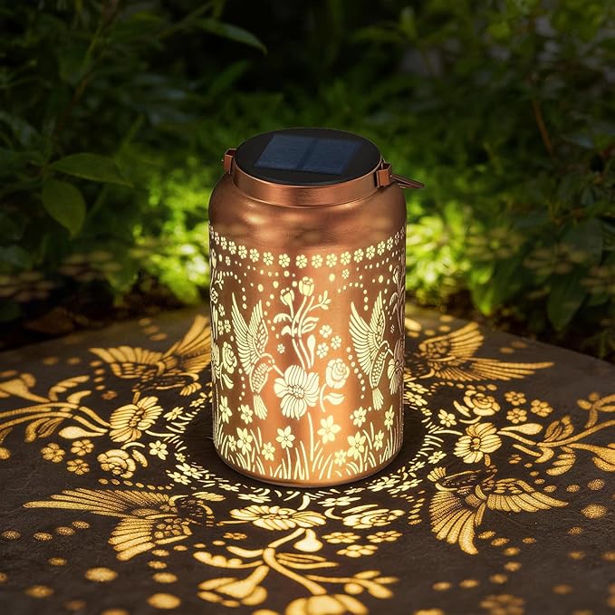 Birthday Gifts for Women Girl Mom Grandma,Solar Lanterns Outdoor Waterproof,Hummingbird Solar Lantern ,Metal Hanging Solar Lantern for Yard,Garden,Porch Landscape Deconrations-1 Pack