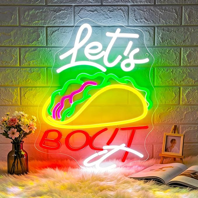 Neon Sign, Tacos Neon Signs for Wall Decor LED Signs Neon Light | Tacos Neon Sign, Mexican Taco LED Signs for Business, Mexico Restaurant, Kitchen, Party, Home Decor, Gift, USB Powered