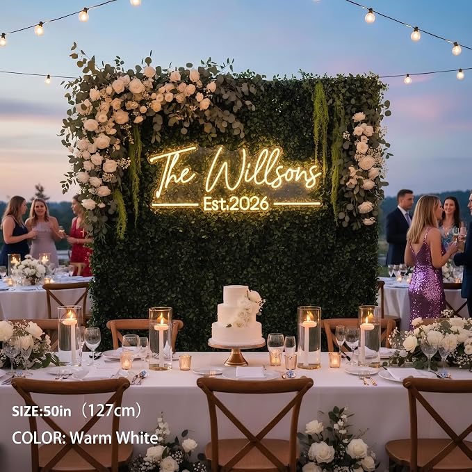 Custom Neon Sign for Wedding, Personalized LED Neon Lights Name Sign, Dimmable Wall Decor for Wedding Reception, Party, Anniversary, Bedroom, Home Decor