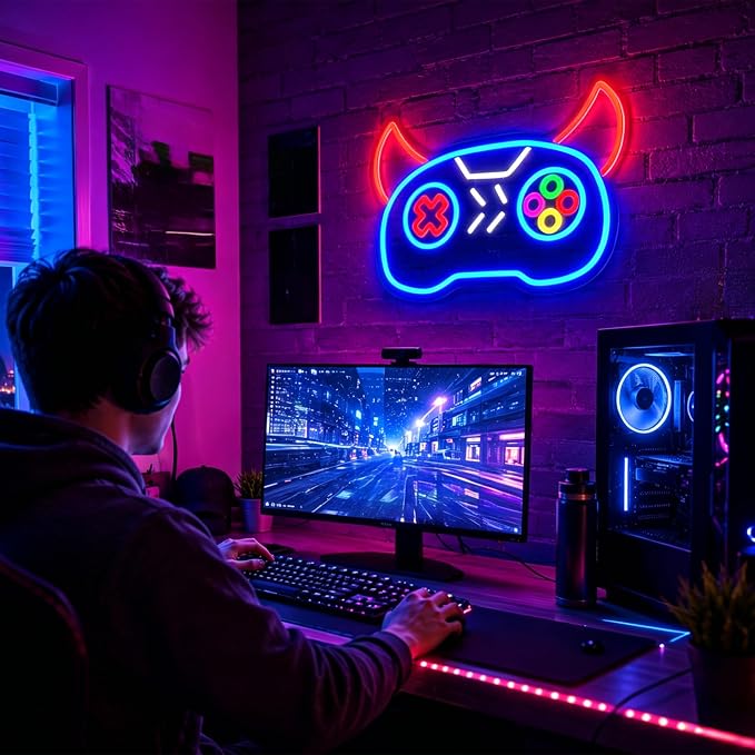 Game Neon Lights Signs Neon Sign Led Sign Light for Wall Decor | Demon Game Neon Sign for Room Decor,Man Cave Decoration,Dormroom,Wall Decor,Gift,5V USB Powered