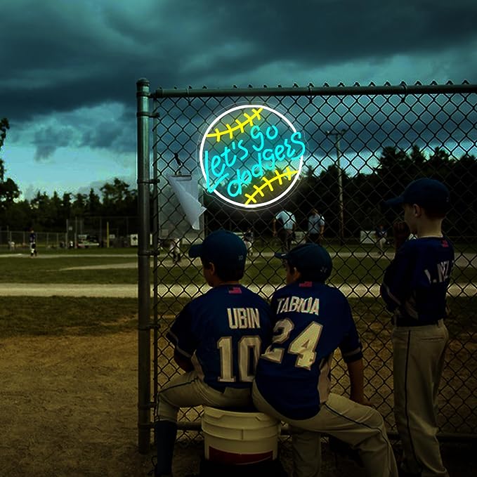 Baseball Neon Sign for Wall Decor Baseball Team Neon Light for Man Cave | Dimmable Led Neon,Fans Birthday Baseball Gifts,5V USB Powered, Men's Bedroom,Sport Bar Decor,Club,Garage Wall Art,13.7*13.3in