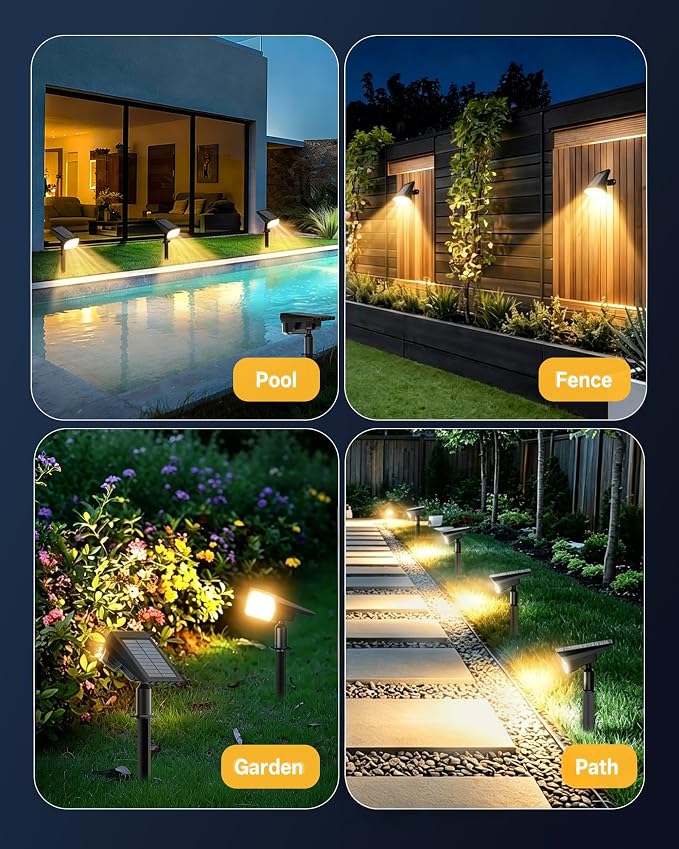 Solar Lights Outdoor Waterproof IP65, 56 LED 3 Lighting Modes Solar Spot Lights Outdoor, Solar Powered Landscape Lighting for Yard Pathway Garden, 4 Pack (Warm White)