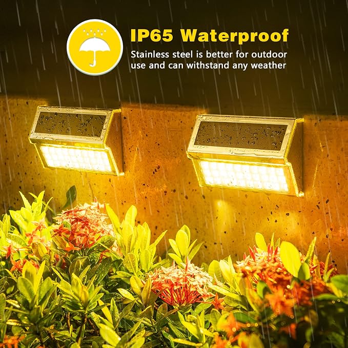 ROSHWEY Deck Lights, 10 Pack 30 LED Deck Lights Solar Powered Outdoor Waterproof, Patio Step Lighting Outdoor Decor, Stainless Steel Backyard Lamp for Garden Yard Porch Stair Railing, Warm White