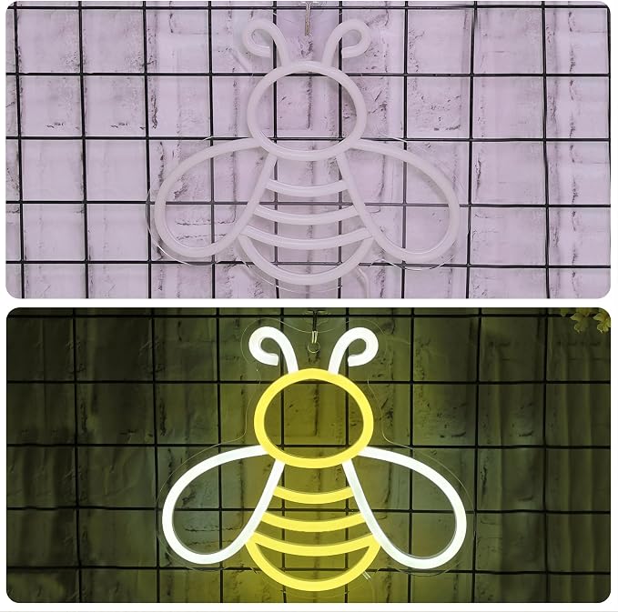 CoolGift Mart Bee Neon Sign - Dimmable Honey Neon Light Wall Decor, Birthday Party Decorations for Home, Patio, Garden, Bars, Hotels, Stores - Gift for Friends, Family, and Kids