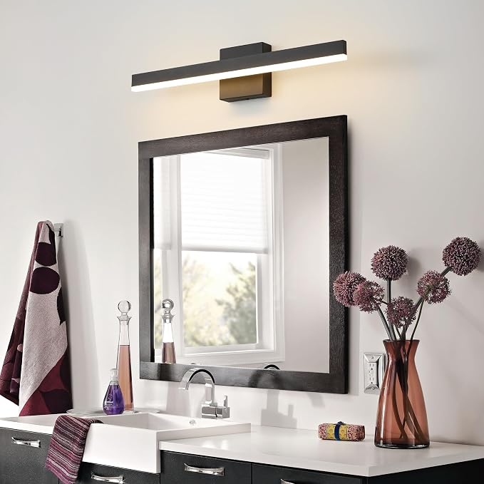 Black Bathroom Vanity Light Fixture 23.6'' 20W Dimmable 5CCT LED Hardwired | Bathroom Light Fixture Over Mirror, Bathroom Wall Sconce, Rust-resistant, ETL Certificated, 2700K/3000K/3500K/4000K/5000K