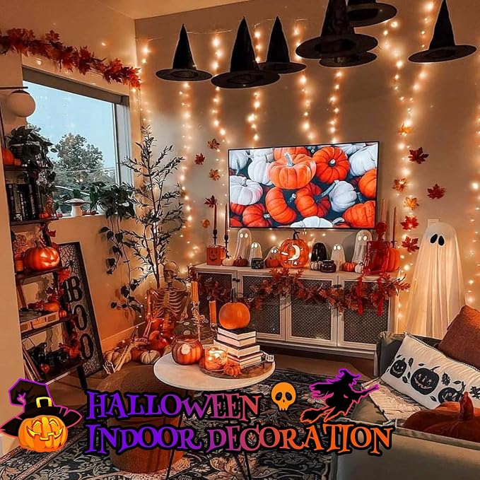200 LED Connectable String Lights, 66FT Christmas Lights Outdoor Indoor | Orange, 13 Modes, Timer, Clear Wire Waterproof Twinkle Fairy Lights Plug in for Halloween Bedroom Patio Xmas Tree Decor