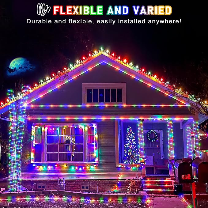 100FT 300 LED Rope Lights for Outside, Multicolor Rope Lights Indoor | Waterproof 8 Modes Plug in Connectable Outdoor String Lights for House Bedroom Garden Yard Pool Party Fence Decorations