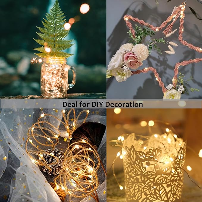 SOCO 16 Pack LED Fairy Lights Battery Operated - 10FT 30LED Copper Wire Mason Jar String Lights, IP65 Waterproof, Bendable for Indoor/Outdoor, Christmas, Wedding, Party, Camping Decor