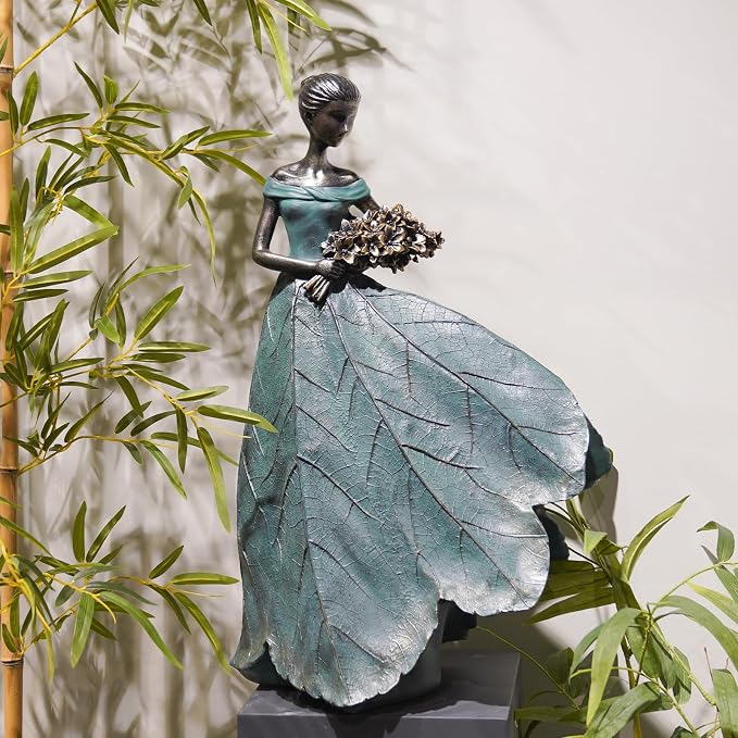 Guichifun Fairy Statue 22IN Leaf Angel Girls Resin Home Decoration | Large, For Outside or Inside, Rustic Garden Outdoor Yard, Fantasy Figurines Gift