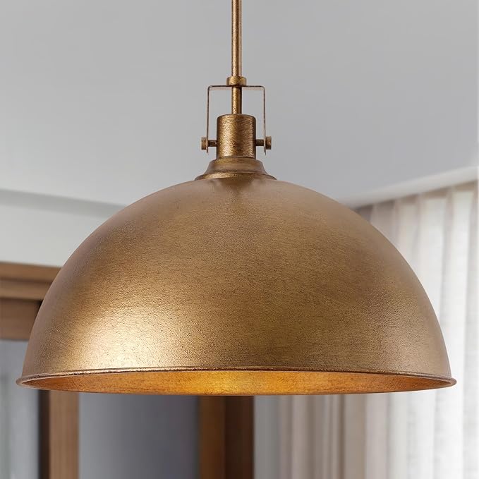 LamQee 18 Inch Antique Brown Large Pendant Light Kitchen Island, Farmhouse Modern Dome Pendant Light Fixtures Ceiling Hanging Lighting Chandelier for Dining Room Over Table, Bar, Hallway, Entryway