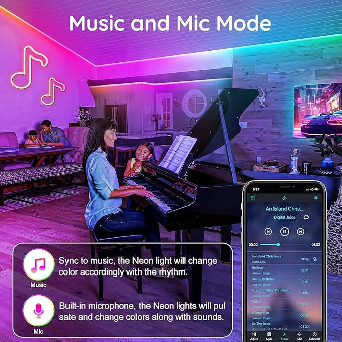 100FT LED Neon Rope Lights Waterproof with Smart App Control Remote,DIY Scene Modes,Music Sync hronization,Eaves Lights for Garden Decor,Deck,Christmas