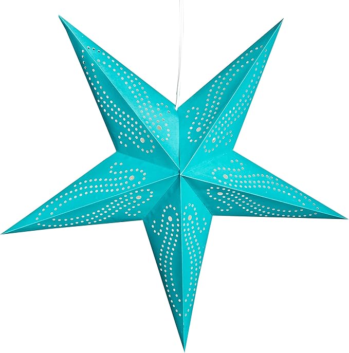 Caribbean Teal Paper Star Lantern with 12 Foot Power Cord Included