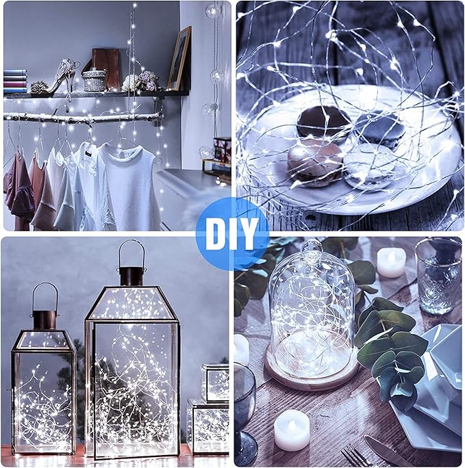 14 Pack Fairy Lights Battery Operated - 7ft 20 LED Twinkle Lights Copper Wire Mini String Lights Firefly Lights for Mason Jars DIY Crafts Christmas Centerpiece Table Decor, Warm White+Cool White