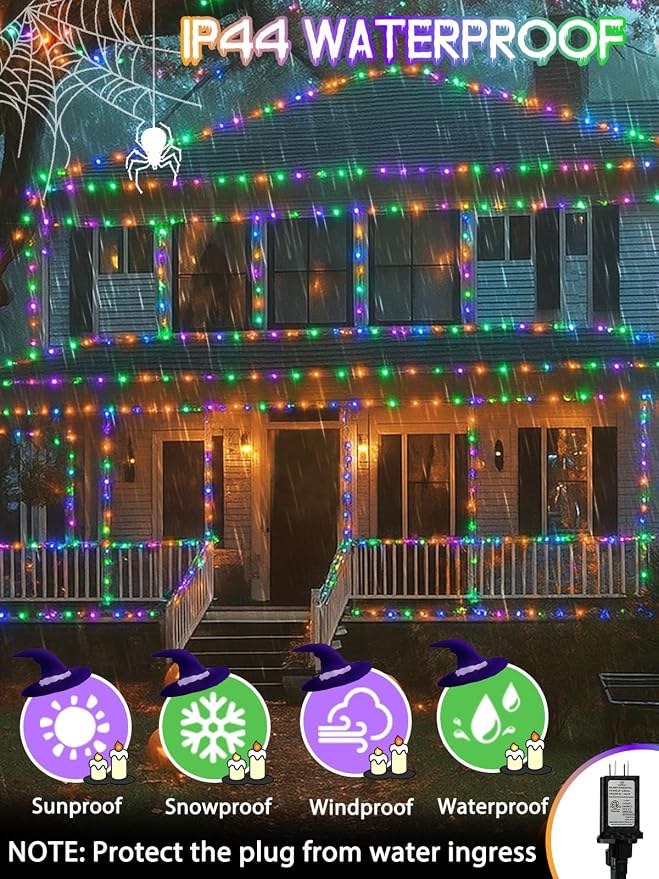 600 LED Smart Color Changing Fall String Lights APP & Remote for Halloween | 197 FT Halloween Twinkle Lights IP44 Waterproof, Timer, Music Sync, Multiple Colors & Modes Outdoor Christmas Fall Decoration