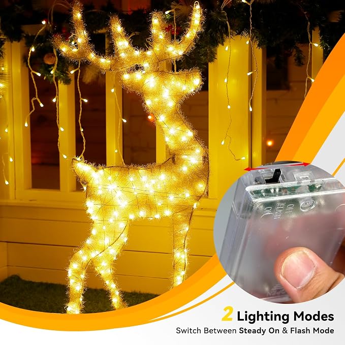 LitHome 8 Pack Warm White Fairy Lights Battery Operated, Each 20 FT 60 LED | Twinkle Lights Battery Operated 2 Modes, Waterproof Fairy String Light for Classroom Indoor Bedroom Christmas Wedding Decor
