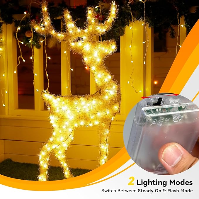 LitHome 4 Pack Warm White Fairy Lights Battery Operated, Each 20 FT 60 LED | Twinkle Lights Battery Operated 2 Modes, Waterproof Fairy String Light for Classroom Indoor Bedroom Christmas Wedding Decor