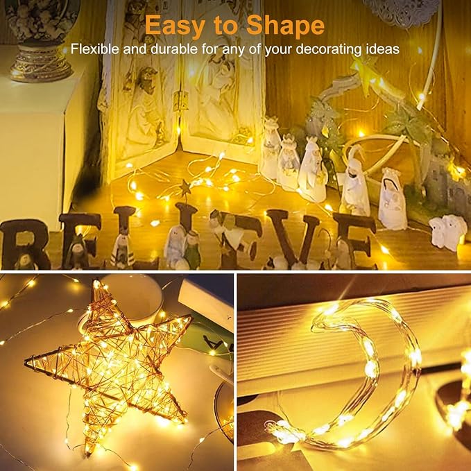 btfarm 3 Pack Fairy Lights Battery Operated Twinkle Lights with 3 Modes | 7Ft 20 Led String Light, Waterproof Bulk Small Mini Silver Wire for Christmas Mason Jars Wedding Table Centerpiece,Warm White