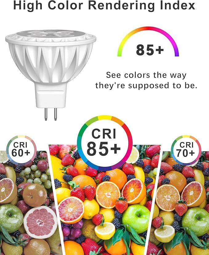 12 Pack MR16 LED Bulbs, 50 Watt Equivalent Landscape Light Bulbs, 4000K Neutral White 5W GU5.3 MR16 12V Spotlight Bulb, 38 Degree Beam Angle for Landscape, Recessed, Track Lighting