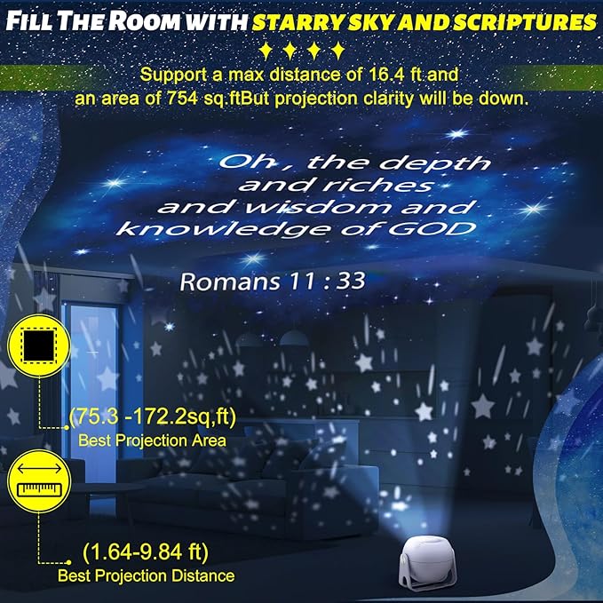 Bible Verses Projector Galaxy Projector Includes 12 Interchangeable Christian Discs Night Light Set Project Religious on Walls or Ceilings for Christian Gifts