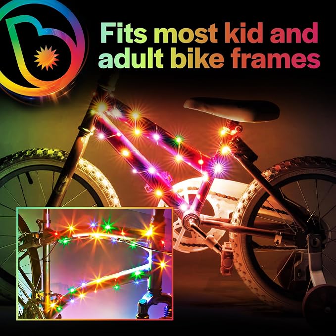 Brightz CosmicBrightz LED Bike Frame Rope Light - 6.5-Foot String Rope - Battery-Powered with On/Off Switch - Ultra Bright Color Keeps Your Ride Fun and Safe for Kids, Teens, & Adults
