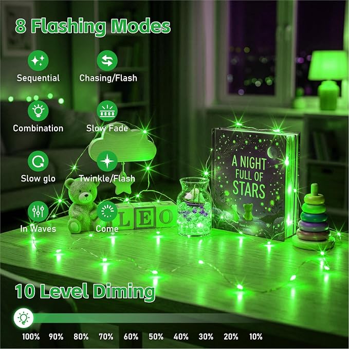 8 Pack Rechargeable LED Fairy Lights 7Ft 20LED Battery Operated | 8 Modes, Remote & DIY Timer Mini Twinkle String Lights for Indoor Christmas Wedding Mason Jar Bedroom Table