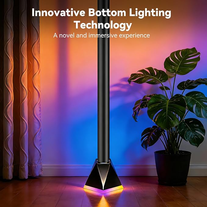 2 Pack Floor Lamp, Smart RGB LED Corner Lamp with App and Remote Control, Mood Lighting, 16 Million DIY Colors & 68+ Scene, Music Sync, Timer Setting for Living Rooms, Bedrooms, and Gaming Rooms