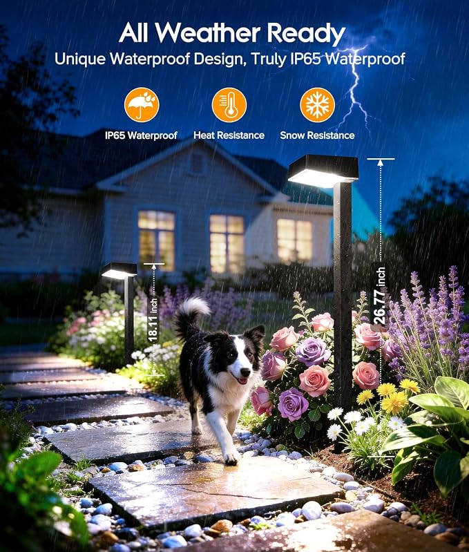 Solar Pathway Lights Outdoor, 12 Pack Garden Lights Solar Powered Path Light with Larger LED Lens, 2 Light Modes Waterproof Outdoor Solar Light for Yard Driveway Walkway Landscape, Cool White
