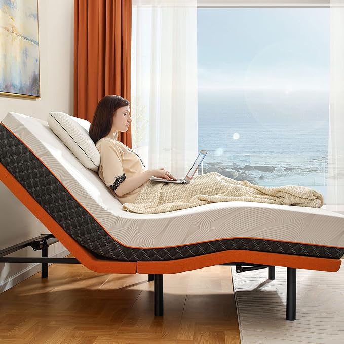 ESHINE King Adjustable Bed Frame Base - 3000 Premium Series | Easy to Install in 5 Minutes, Massage, Wireless Remote, Foot&Head Inclined, Zero Gravity, Dual USB Ports, Under Bed Light