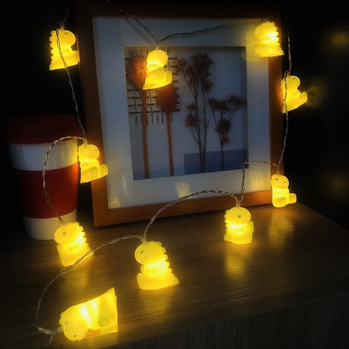 Cute Dinosaurs String Lights 5.4ft 10 LED Battery Operated Green Animal Night Lights Dino Llights for Bedroom Holiday Christmas Decortion (Dinosaurs, 1.65m/10LED)