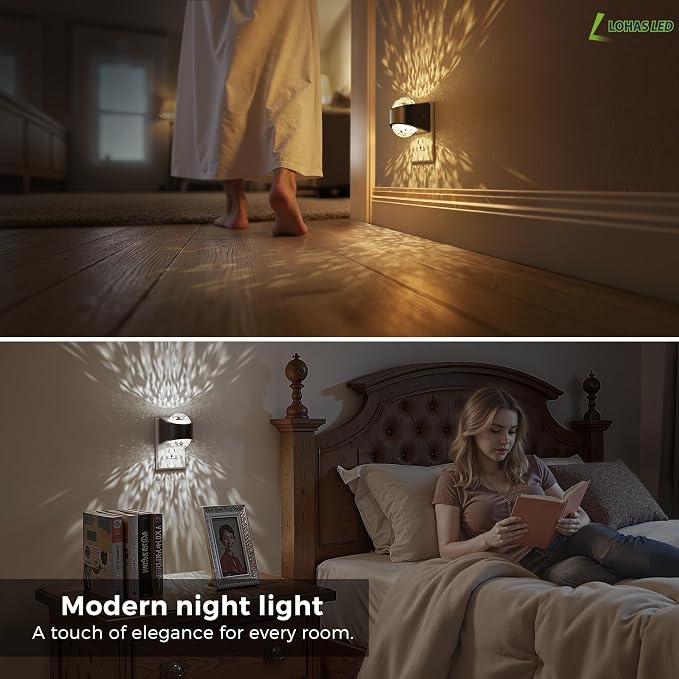 L LOHAS LED Night Lights Plug into Wall, Projector Night Light | Dusk to Dawn Sensor,1600K/3000K/5000K Adjustable, Nightlight for Kids Hallway Christmas Gift