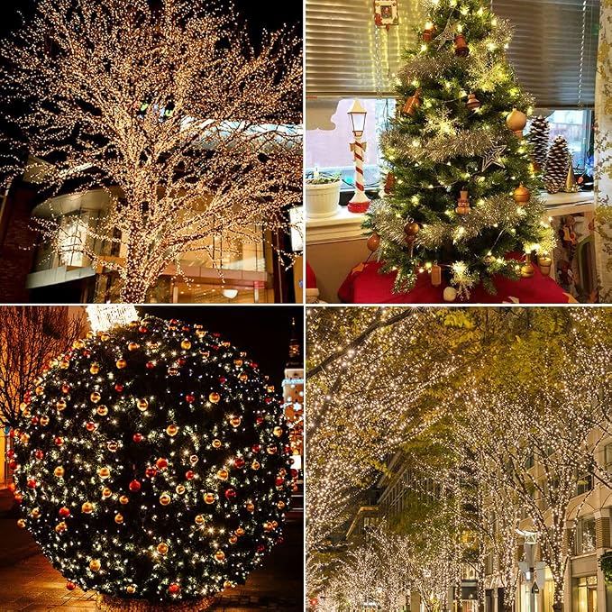 Plug in Fairy Lights with Remote 100FT 300 LED Waterproof Warm White Copper Wire Twinkle String Lights for Indoor Outdoor Christmas Tree Bedroom Porch Wedding Birthday Party Girl's Room