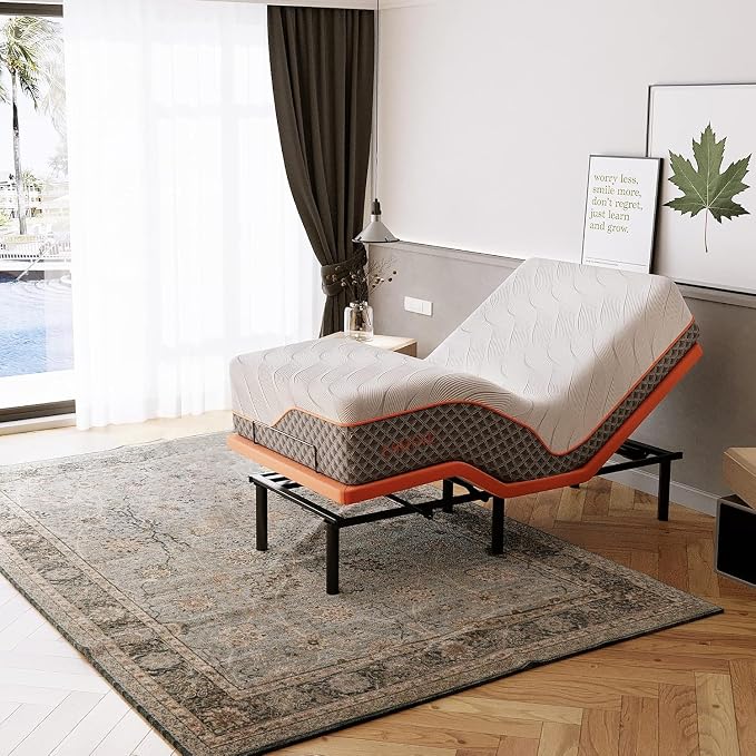 ESHINE Adjustable Bed Frame - Electric Bed Base with Massage, 3000 Series | Wireless Remote, Ergonomic Foot&Head Incline, Zero Gravity, Dual USB Ports, Under Bed Light, Twin XL